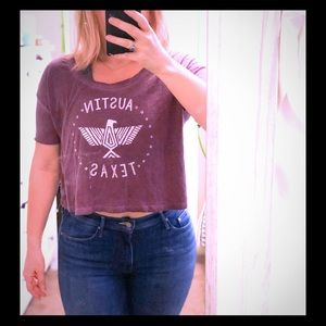 Austin TX mauve cropped tee